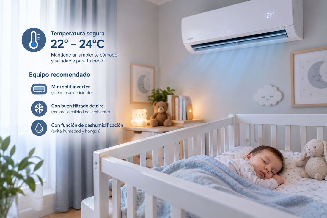 Aire acondicionado en cuartos de bebé: temperatura segura y equipo recomendado