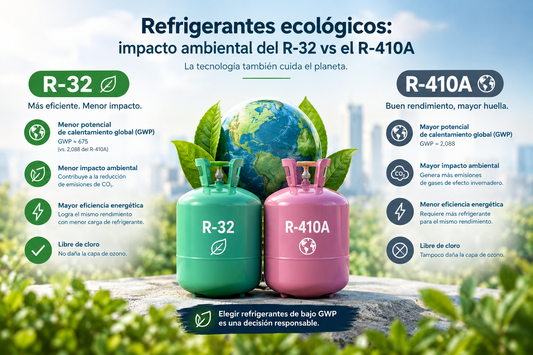 Refrigerantes ecológicos: impacto ambiental del R-32 vs el R-410A