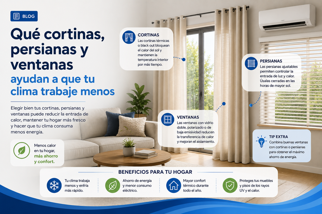 Qué cortinas, persianas y ventanas ayudan a que tu clima trabaje menos